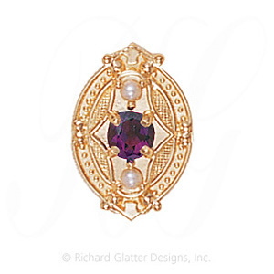 GS449 AMY/PL - 14 Karat Gold Slide with Amethyst center and Pearl accents 